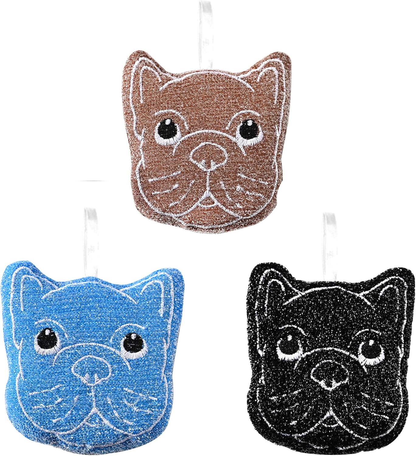 Fox Run Silicone Dish Scrubbers, Set of 6 Multi-Purpose Reusable Cleaning Brushes, Safe for Non-Stick, Blue, Cyan, and Light Purple
