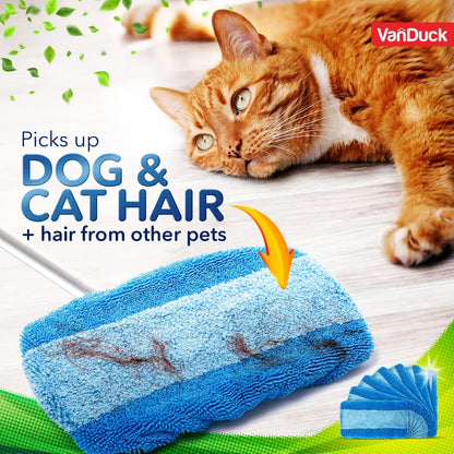 VanDuck Reusable Mop Pads Compatible with Swiffer Sweeper (4-Pack) - Washable Microfiber Mop Pads for Wet & Dry Use - All Purpose Floor Mopping and Cleaning Product