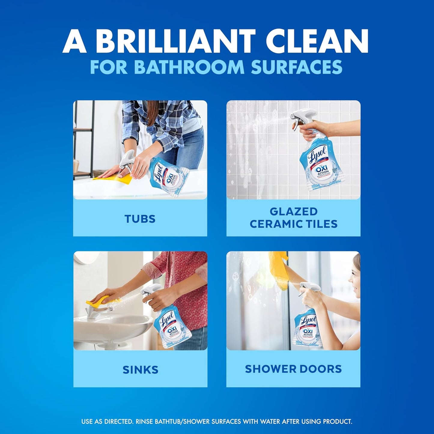 Lysol Power Foaming Bathroom Cleaner, Multipurpose Cleaner for Showers, Bathtubs, Sinks, Disinfectant Spray Kills 99.9% of Germs, Zero Bleach Cleaning Spray, 32 Oz.