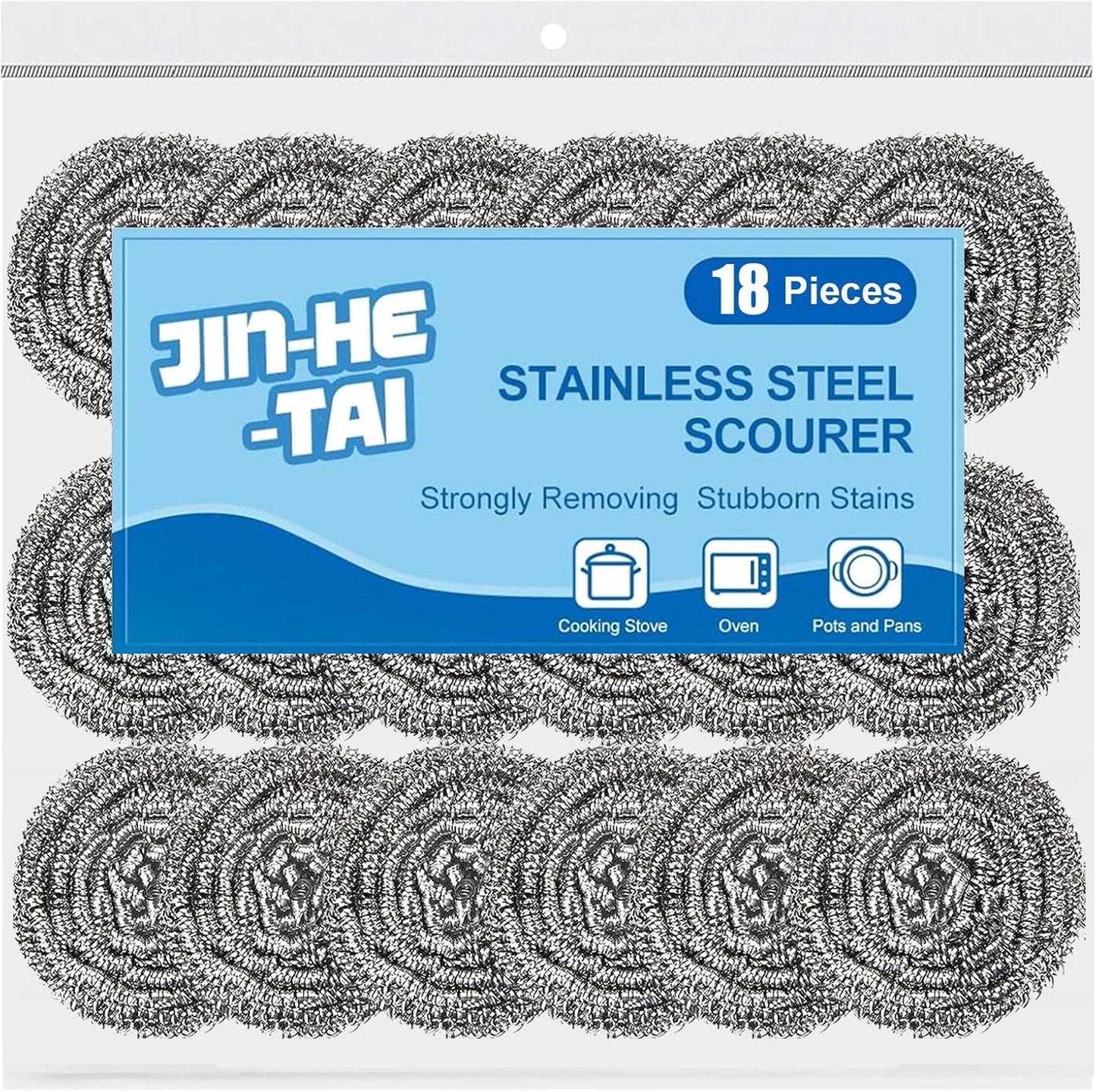 10 Pack Stainless Steel Scrubber, Steel Wool Srubber for Scouring Stubborn Messes from Pots and Pans, Stoves,Broiler Racks,Grills and More