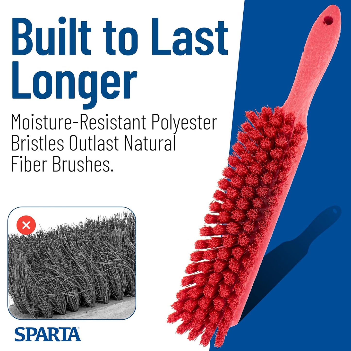 SPARTA Handheld Soft Counter Brush 8 Inch Bristle Span, Multi-Use Dust Brush with 5 Inch Handle for Tables, Countertops, and Delicate Surfaces, Polyester, Orange