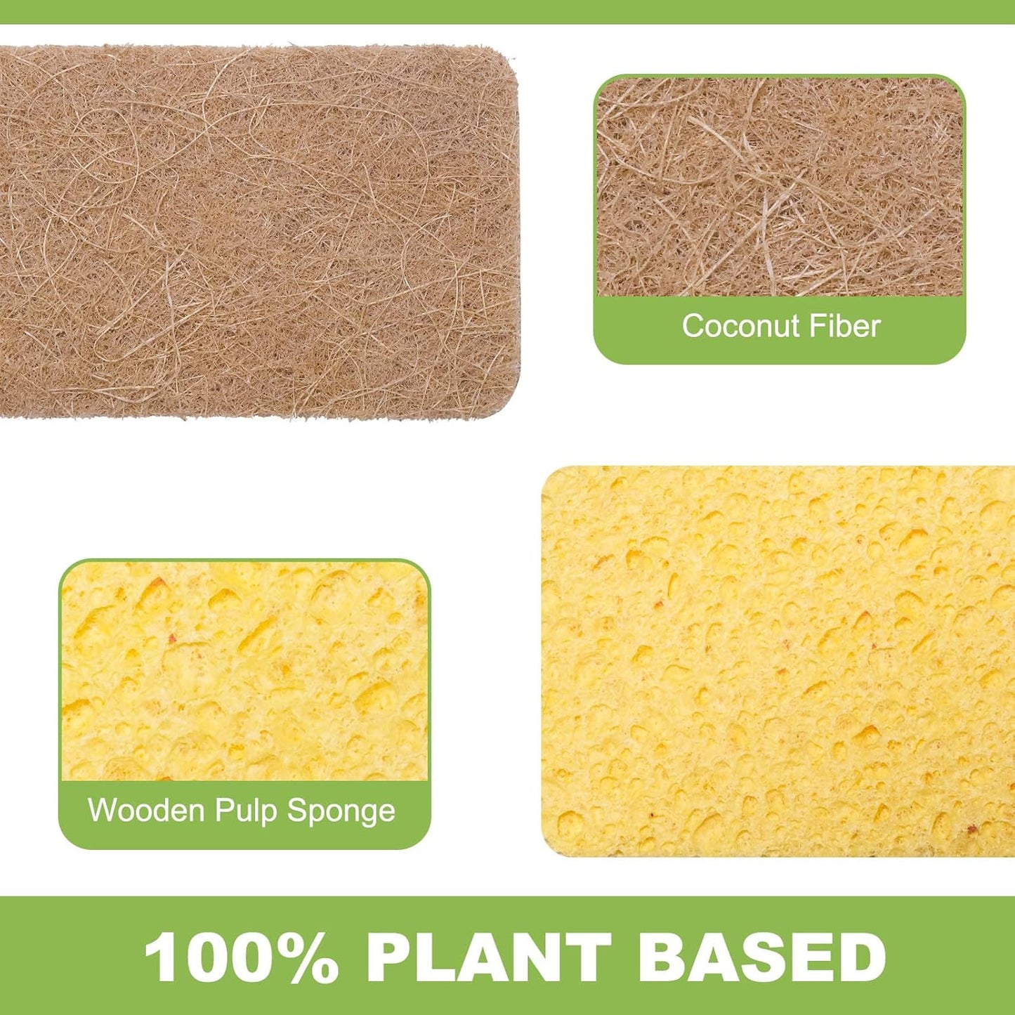 Yolaist 12 Pack Non-Scratch Scrub Sponge, Natural Kitchen Sponges for Cleaning Kitchen, Scratch Free Biodegradable Sponges for Dishes, No-Stick Cookware