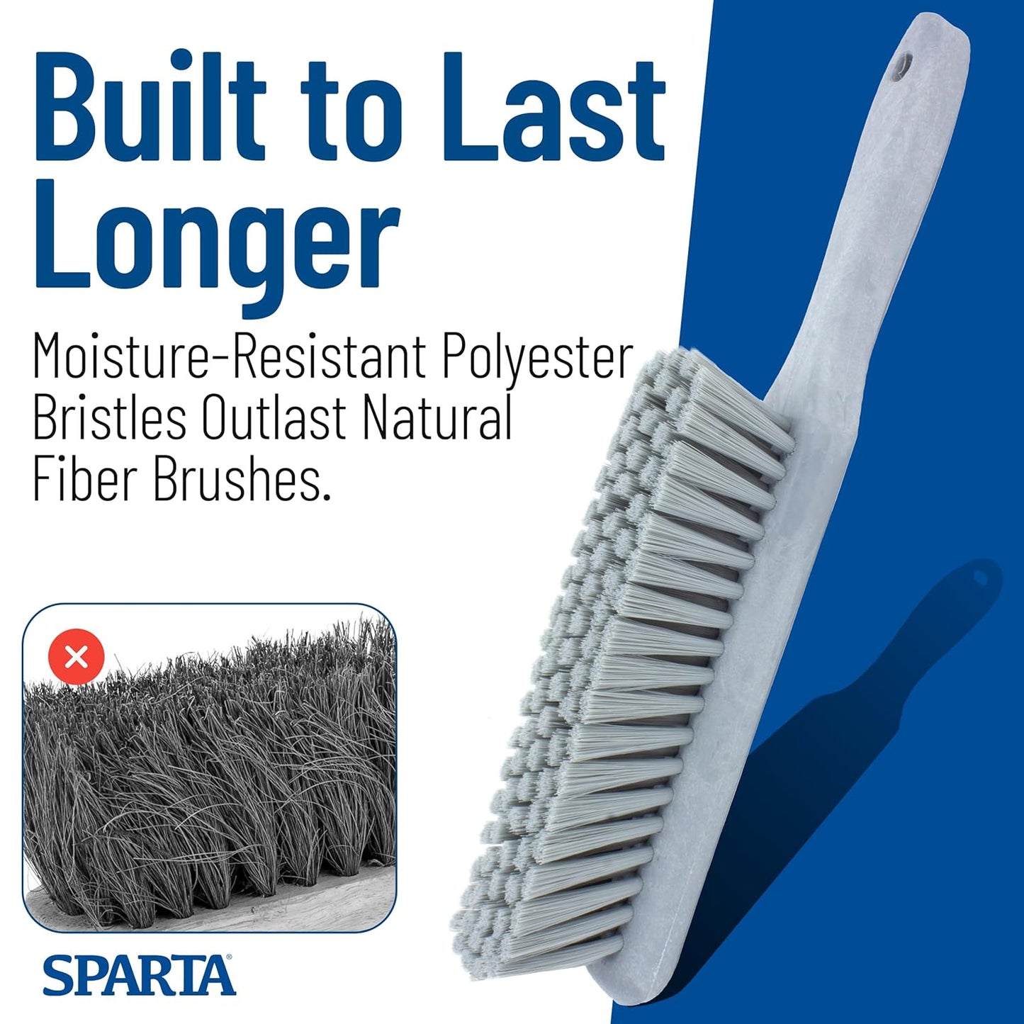 SPARTA Handheld Soft Counter Brush 8 Inch Bristle Span, Multi-Use Dust Brush with 5 Inch Handle for Tables, Countertops, and Delicate Surfaces, Polyester, Orange
