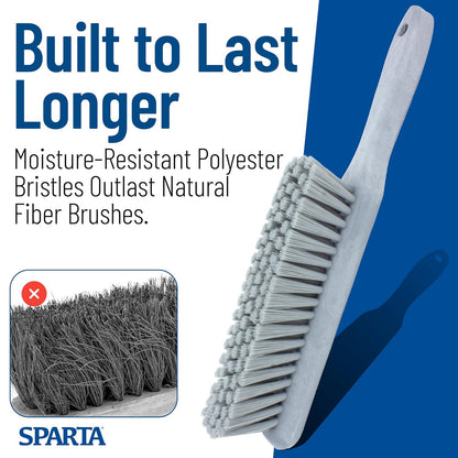 SPARTA Handheld Soft Counter Brush 8 Inch Bristle Span, Multi-Use Dust Brush with 5 Inch Handle for Tables, Countertops, and Delicate Surfaces, Polyester, Orange