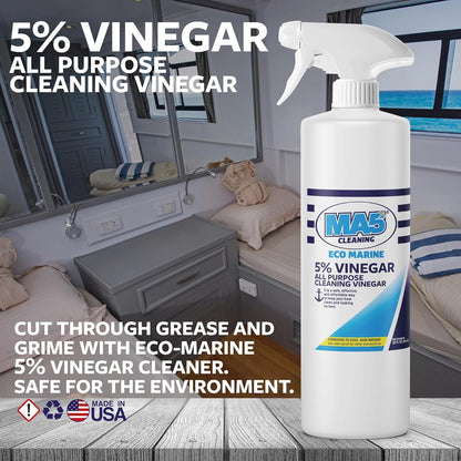MA5x EcoMarine 5% Vinegar All Purpose Boat Cleaning Vinegar | Biodegradable Safe Boat Cleaner | Multi-Surface Marine Cleaner