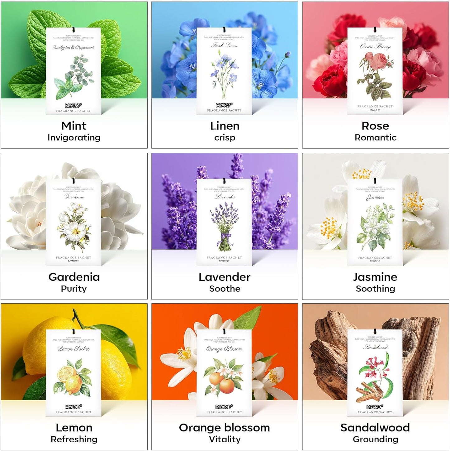 MYARO 12 Pack Fresh Linen Scented Sachets for Drawer, Closet & Car Air Freshener Bags | Odor Eliminator & Fabric Refresher | Crisp, Clean Home Fragrance Gift Set