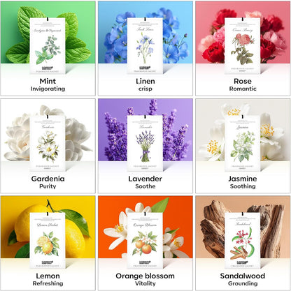 MYARO 12 Pack Fresh Linen Scented Sachets for Drawer, Closet & Car Air Freshener Bags | Odor Eliminator & Fabric Refresher | Crisp, Clean Home Fragrance Gift Set