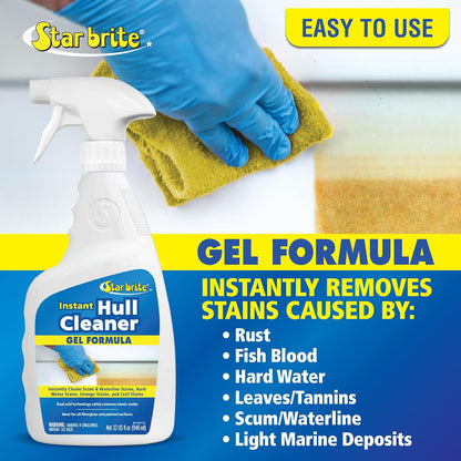 STAR BRITE Instant Hull Cleaner - 32 Oz Gel Spray - Easily Remove Stains, Scum Lines & Grime on Boat Hulls, Fiberglass, Plastic & Painted Surfaces - Easy to Use Formula (096132)