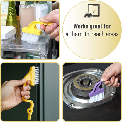 Slick- Window Track Cleaning Brush, 2 Pack, Blue Ergonomic Handle, Built-in Scraper, Multipurpose, Window Track Cleaning Tools