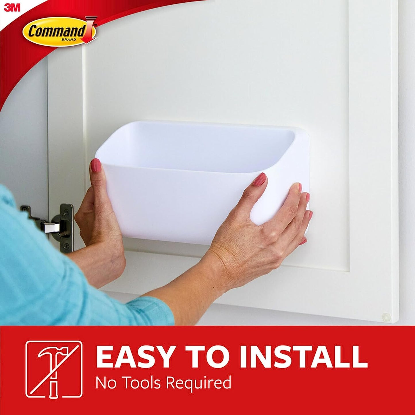 Command 10 Lb Large Organizing Caddy with 4 Strips, 9.91" x 3.38" x 5.15", Heavyweight Damage-Free Hanging for Organizing Cleaning Supplies, Closet, and Pantry