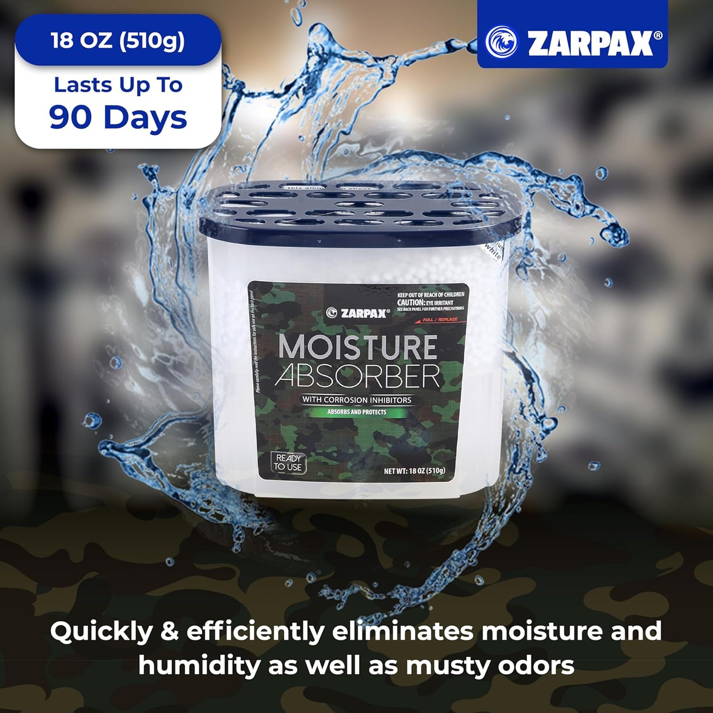 ZARPAX Moisture Absorber Activated Charcoal 10.5 oz/300g | Removes Moisture, Damp, Humidity & Odors | Odor Absorber | Moisture Trap for Bathroom, Closet, Kitchen & Small Spaces | Set of 6