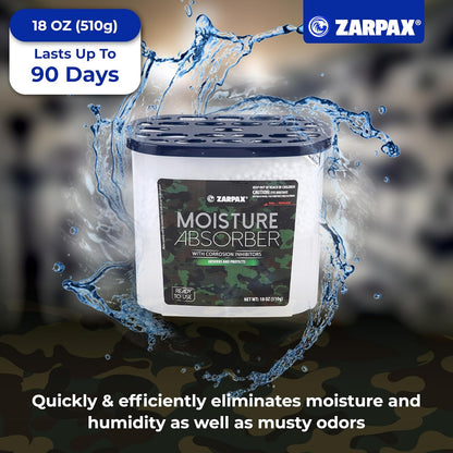 ZARPAX Moisture Absorber Activated Charcoal 10.5 oz/300g | Removes Moisture, Damp, Humidity & Odors | Odor Absorber | Moisture Trap for Bathroom, Closet, Kitchen & Small Spaces | Set of 6