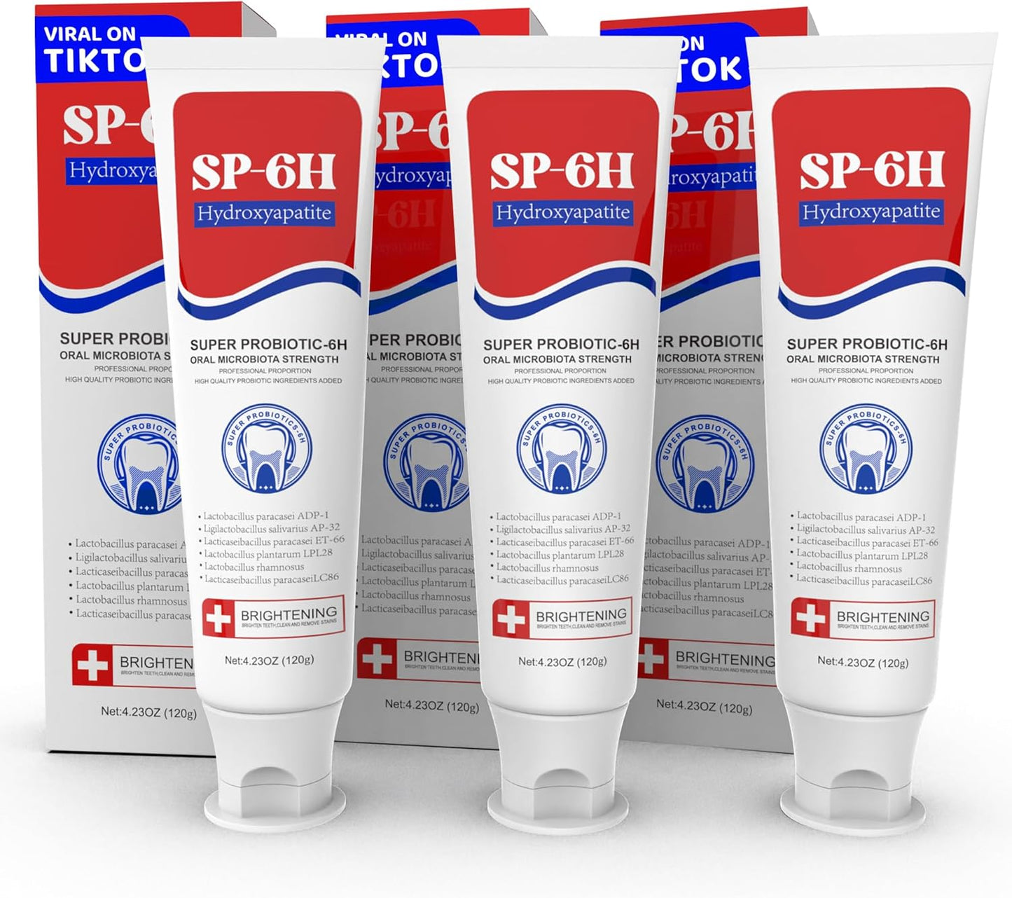 7.5% Nano Hydroxyapatite Toothpaste, SP-6 Probiotic Toothpaste, Helps Remineralize, Strengthens Enamel, Dentist-Formulated Whitening Toothpaste for Sensitive Teeth, Fluoride-Free, 4.23 oz 2Pack