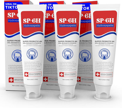 7.5% Nano Hydroxyapatite Toothpaste, SP-6 Probiotic Toothpaste, Helps Remineralize, Strengthens Enamel, Dentist-Formulated Whitening Toothpaste for Sensitive Teeth, Fluoride-Free, 4.23 oz 2Pack