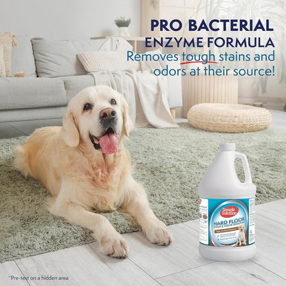 Simple Solution Hard Floor Extreme Pet Stain and Odor Eliminator Spray, Dog and Cat Enzyme Cleaner, Pro-Bacteria Cleaning Power, Strong Urine, Pee and Poop Smell Remover for Hardwood Floors, 32 oz