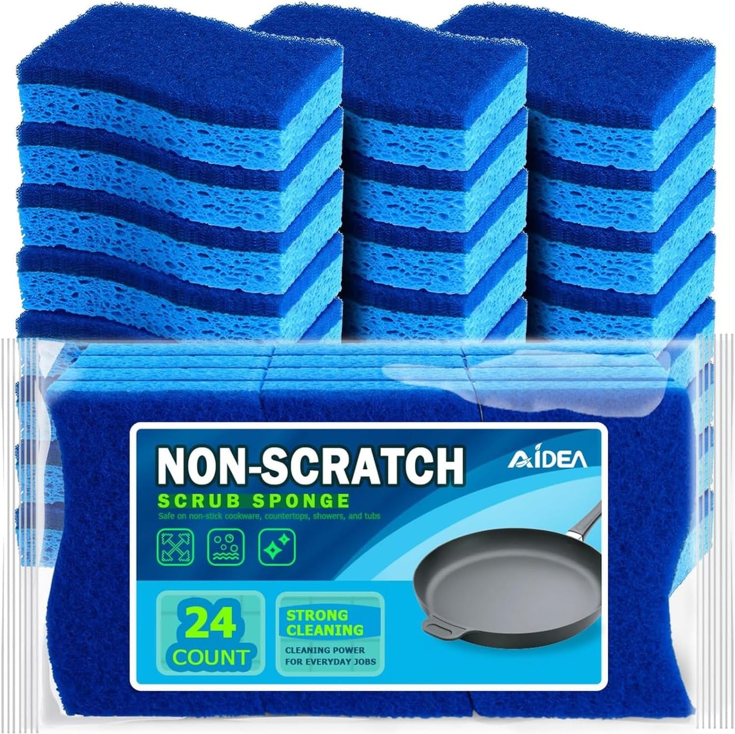 AIDEA XL Sponges Kitchen, 12Count, Non-Scratch Dish Sponges, Large Natural Sponge for Non Stick Cookware, Cellulose Cleaning Sponge for Dishes, Bathroom, Household