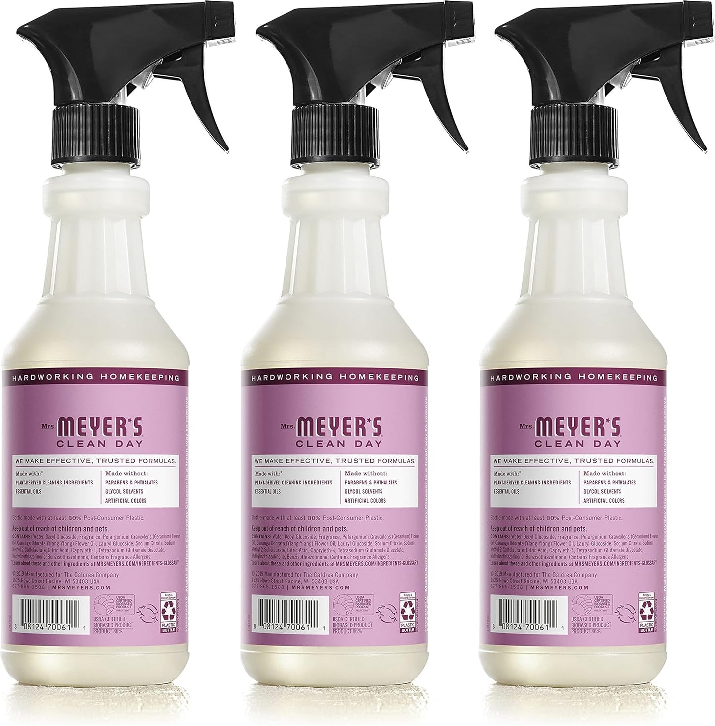 MRS. MEYER'S CLEAN DAY Multi-Surface Everyday Cleaner, Peony Scent, 16 Fl Oz Bottle - 3 Pack