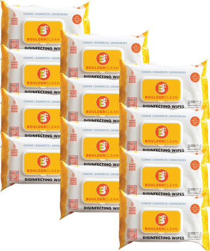 Boulder Clean Disinfecting Wipes, Sugared Lemon Scent, Disinfecting Surface Wipes, Cleans & Deodorizes, No Harsh Chemicals, Moisture-Lock Lid, Biodegradable, 72 Count (Pack of 12)