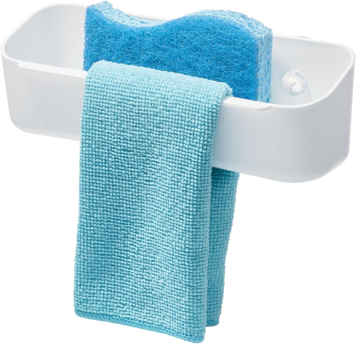 iDesign Recycled Plastic Double Suction Sink Caddy, White