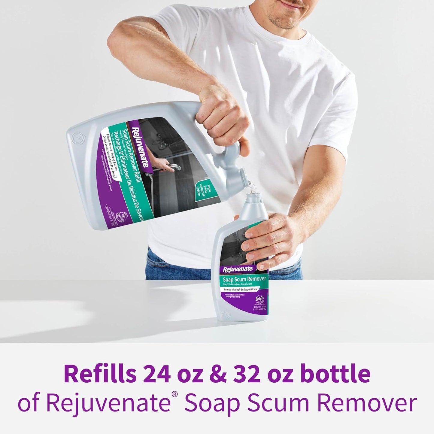 Rejuvenate Soap Scum Remover Easily Dissolves Soap Scum Without Scrubbing, 24 Ounces