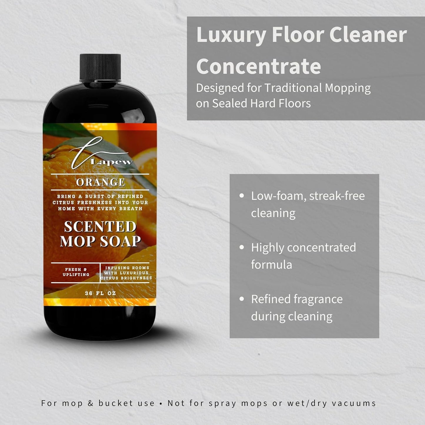 Lapew Baccarat Scented Mop Soap - Luxury Floor Cleaner Concentrate for Mopping Tile, Laminate, Vinyl & Hardwood | Streak-Free, Low-Foam | 36 oz - Colors C