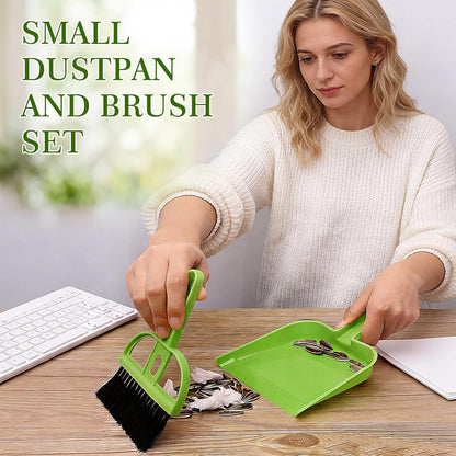 Thenshop 24 Pack Small Dustpan and Brush Set Small Hand Broom and Dustpan Bulk, Compact Cleaning Kit for Desk Keyboard Tabletop Countertop Car Pet Messes Indoor Outdoor Floor Cleaning, Candy Green