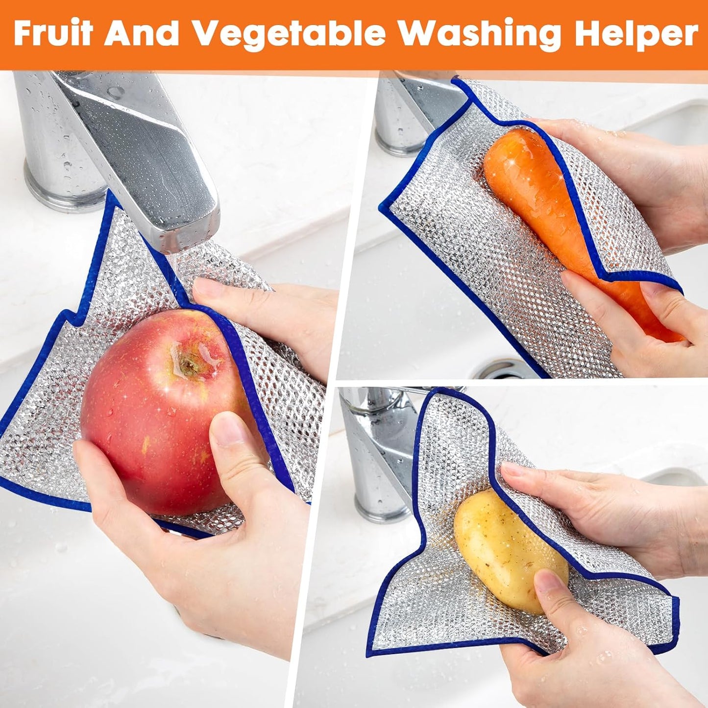 COBETE Non Scratch Wire Dishcloth,Double-Layer Wire Dishwashing Rags for Wet and Dry,Wire Miracle Cleaning Towels and Dish Cloths Multipurpose for Washing Dishes,Cookware, Sinks,Stove Tops,Pack of 6