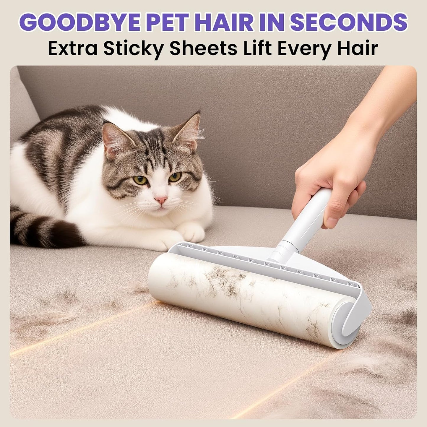 Large Lint Rollers for Carpet: Sticky Rollers for Floor DELOMO 9.45 in with 3 Extendable Handle, Long Handle Sticky Mop for Cleaning Carpets, Cars, Bedding, Couches, and Pet Hair - for Pet Homes