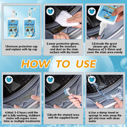 Mold Stain Remover Gel, Washing Machine Cleaner for Front Loader Washer Gasket Rubber Seal Home Stain Removal Gel for Grout, Caulk, Refrigerator, Shower, Bathtub, Bathroom Cleaning Solution (5 Fl Oz)