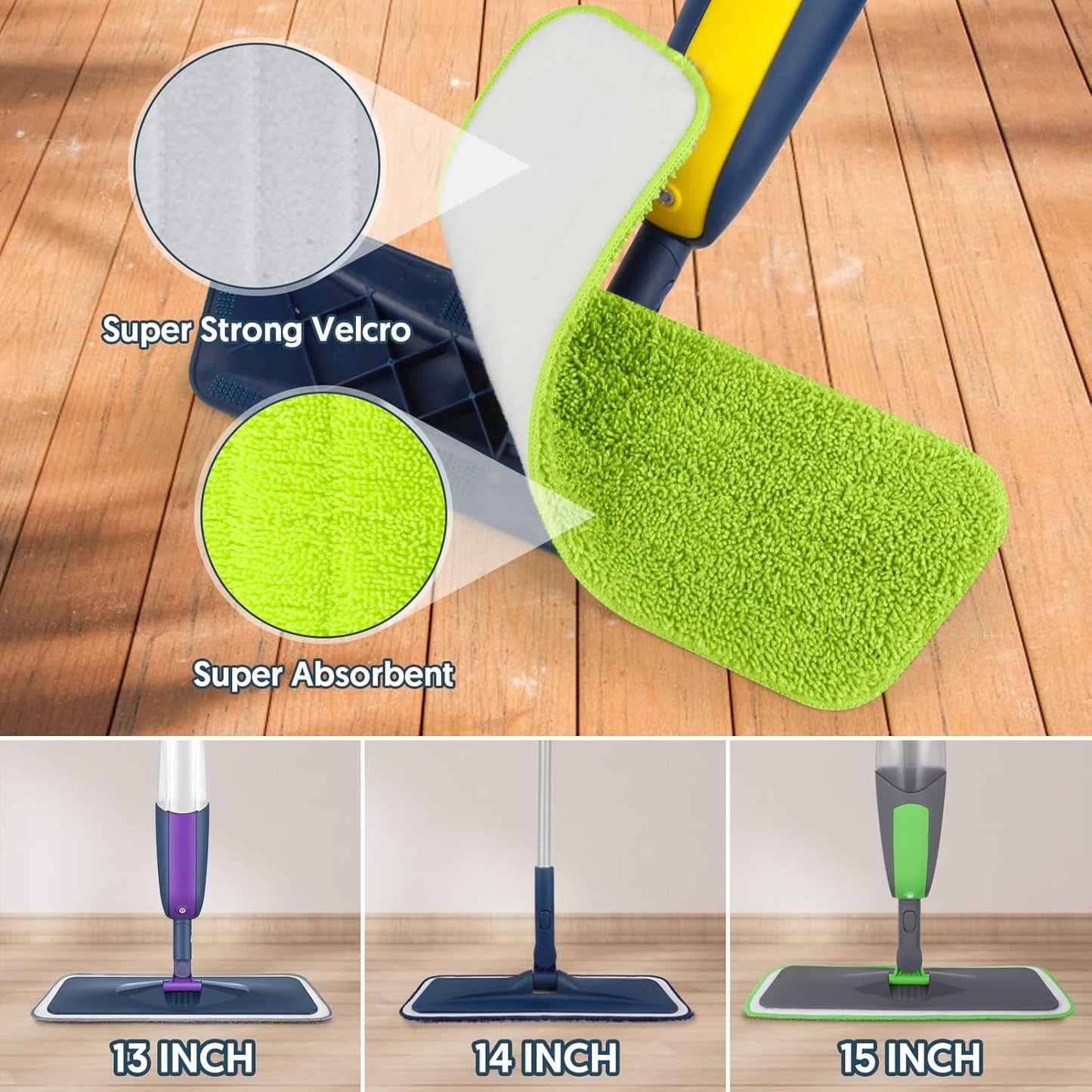 7 Count Reusable Microfiber Mop Pads for Swiffer PowerMop - MEXERRIS Microfiber Wet Pads Refills PowerMop Pads Machine Washable Hard Wood Floor Mop Pads Replacement for 13''-15'' Spray Wet Mops