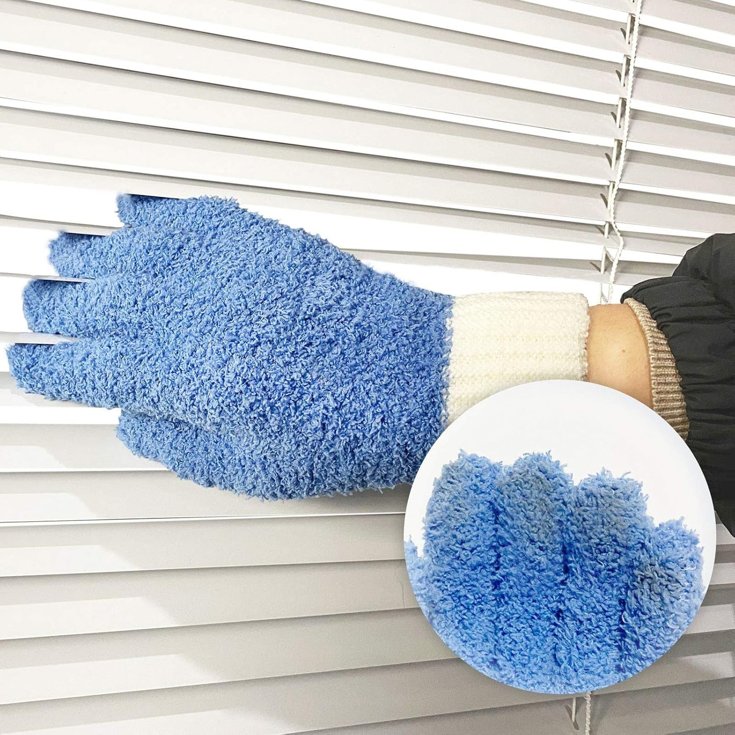 MIG4U Microfiber Dusting Gloves House Cleaning Glove for Blinds, Windows, Shutters, Furniture, and Car, Reusable Lint-Free Pink 1 Pair S/M
