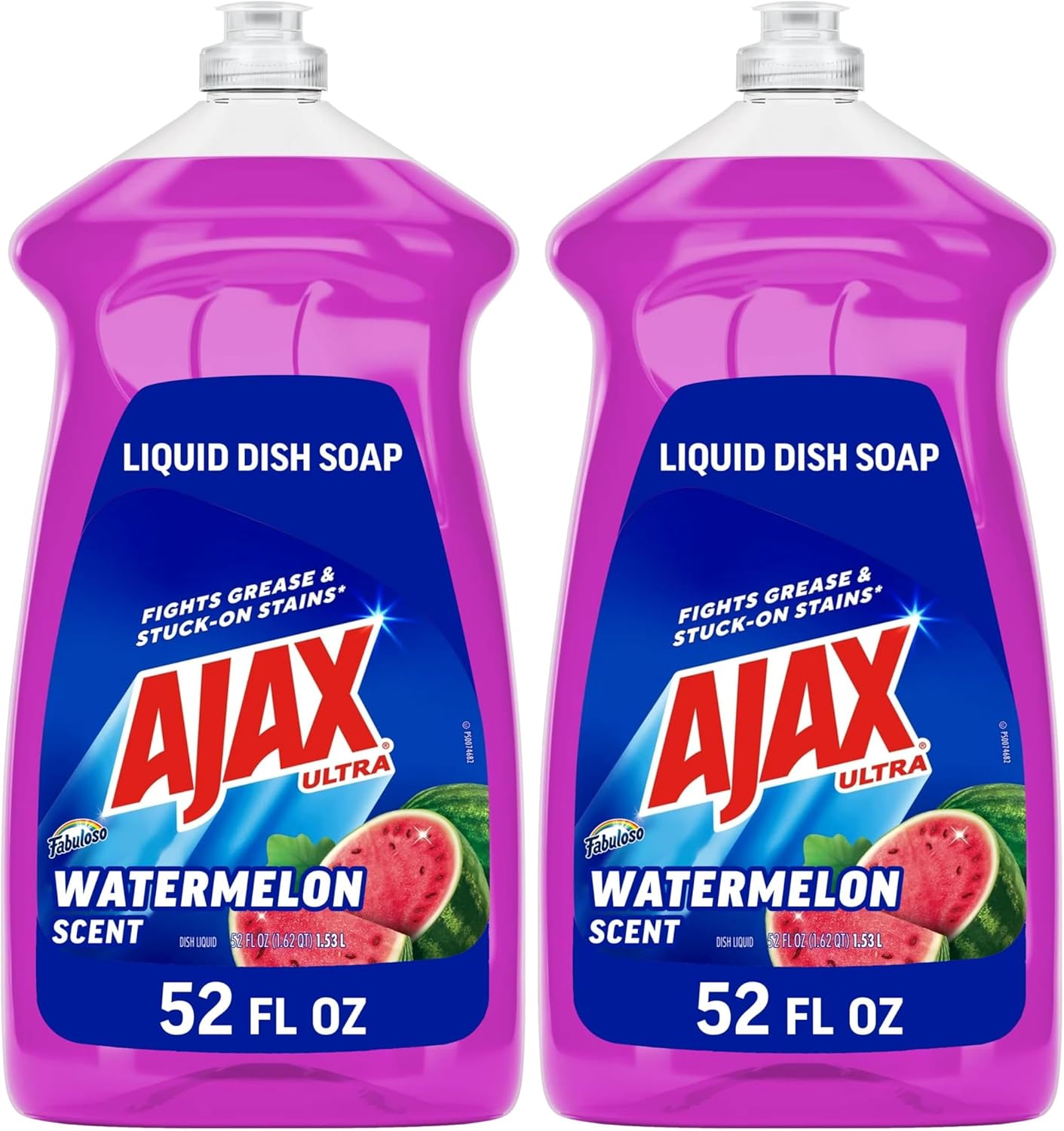 Ajax Ultra Liquid Dish Soap with Fabuloso Watermelon Scent, Fights Grease and Stuck-On Stains, Deep Cleaning Action, Mess-Free, Easy-Flip Cap, 52 fl oz Bottle