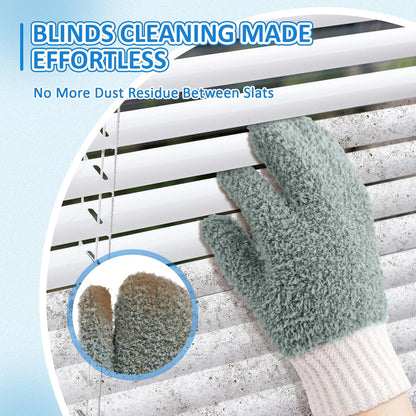 MIG4U Microfiber Dusting Gloves House Cleaning Glove for Blinds, Windows, Shutters, Furniture, and Car, Reusable Lint-Free Pink 1 Pair S/M