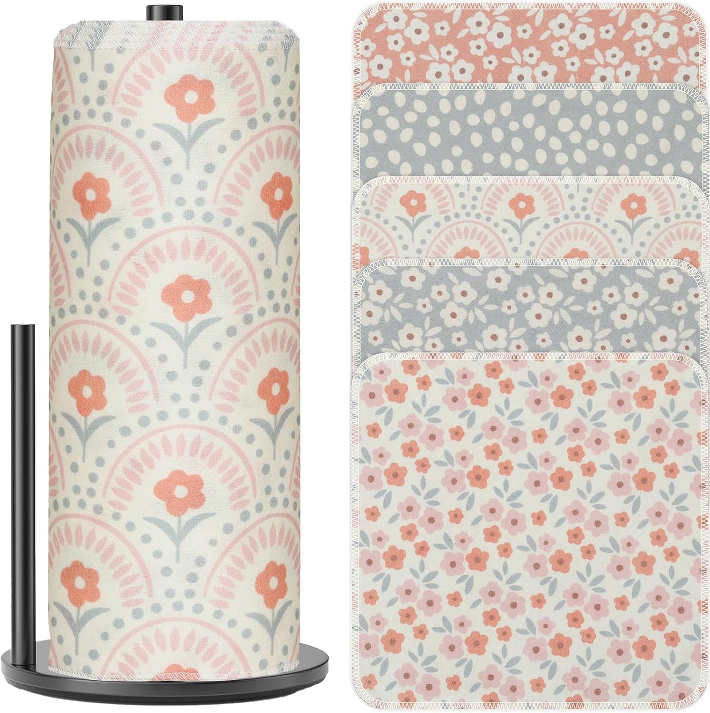 25 Pack Reusable Paper Towels, Paperless Towels Roll Washable Cotton Cloth for Kitchen Towels Zero Waste Products Alternative Paper Towels Alternative (Bohemian)