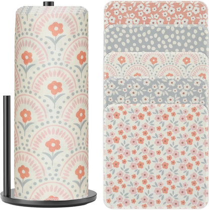 25 Pack Reusable Paper Towels, Paperless Towels Roll Washable Cotton Cloth for Kitchen Towels Zero Waste Products Alternative Paper Towels Alternative (Bohemian)