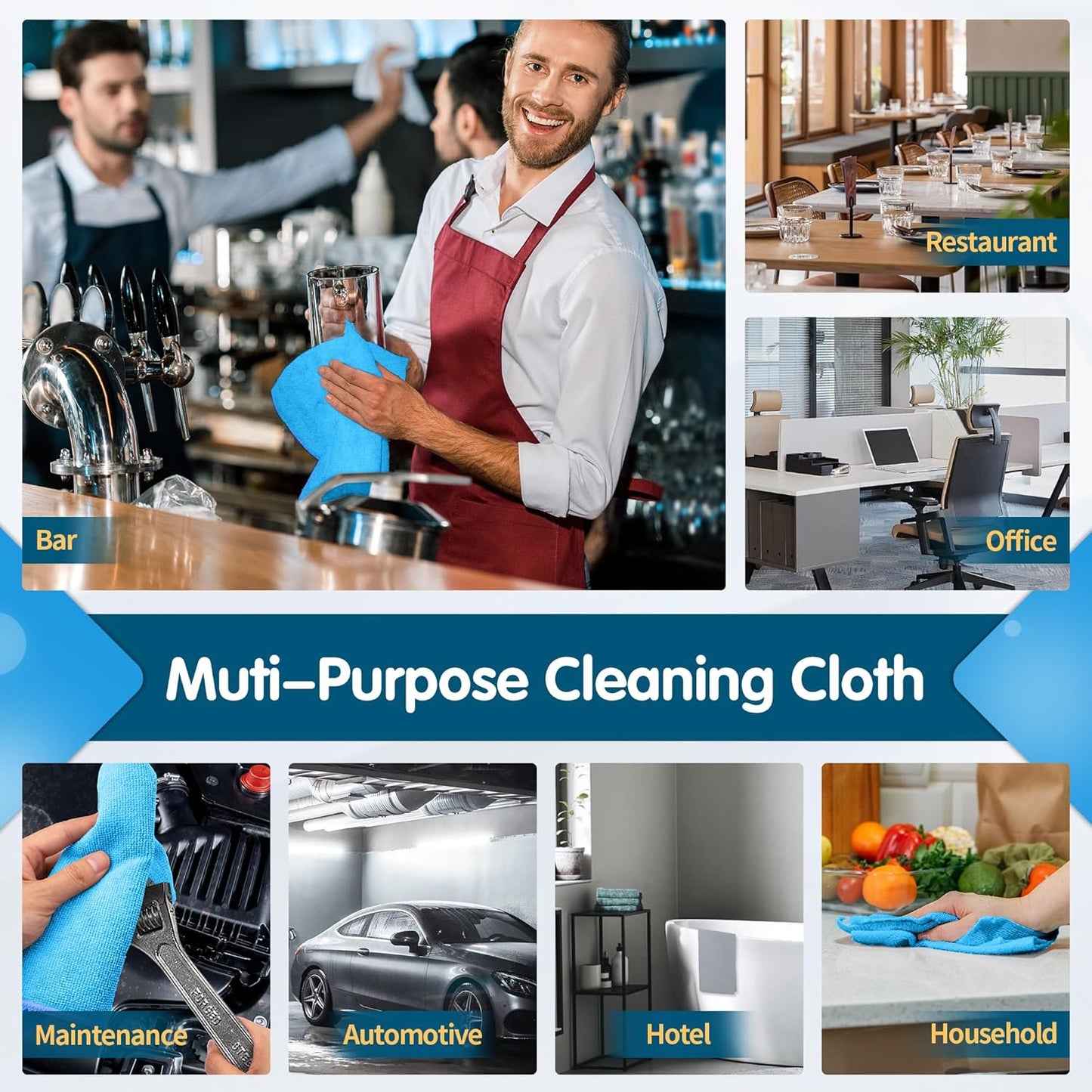 FIXSMITH Microfiber Cleaning Cloth - Pack of 8, Size: 12 x 16 in, Multi-Functional Cleaning Towels, Highly Absorbent Cleaning Rags, Lint-Free, Streak-Free Cleaning Cloths for Car Kitchen Home