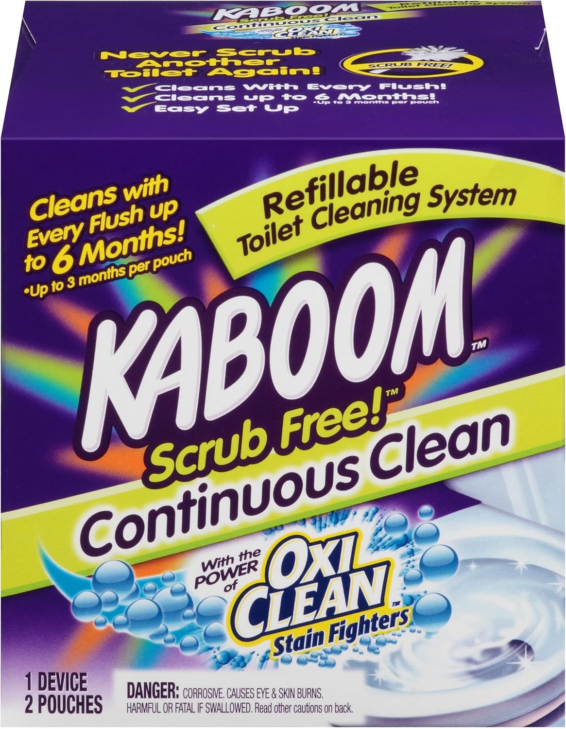 Kaboom Scrub Free! Toilet Bowl Cleaner System with 2 Refills