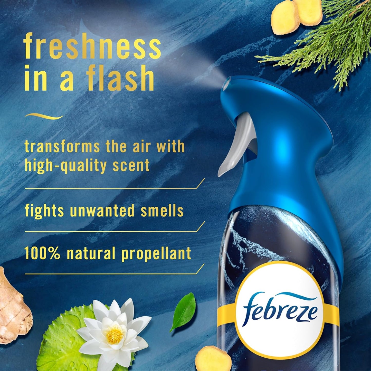 Febreze Air Mist Air Freshener Spray, Odor-Fighting Room Spray, Air Fresheners for Home and Bathroom and Kitchen, Aerosol Can, Mountain Scent, Purple, 8.8oz (Pack of 3)