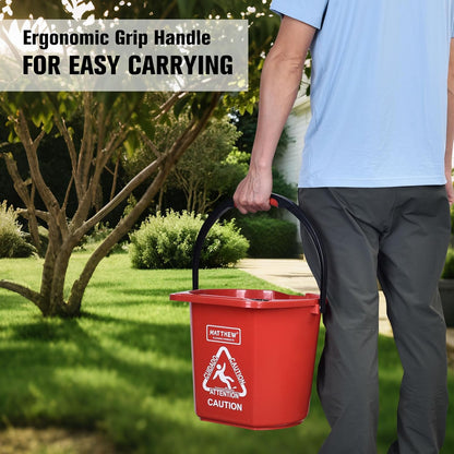 Matthew Cleaning 4.2 Gallon Mop Bucket, Heavy Duty Plastic Cleaning Bucket with Built-in Pour Spout, Mop Holder and Comfort Grip Handle, House and Commercial Cleaning Supplies, 1 Pack Black