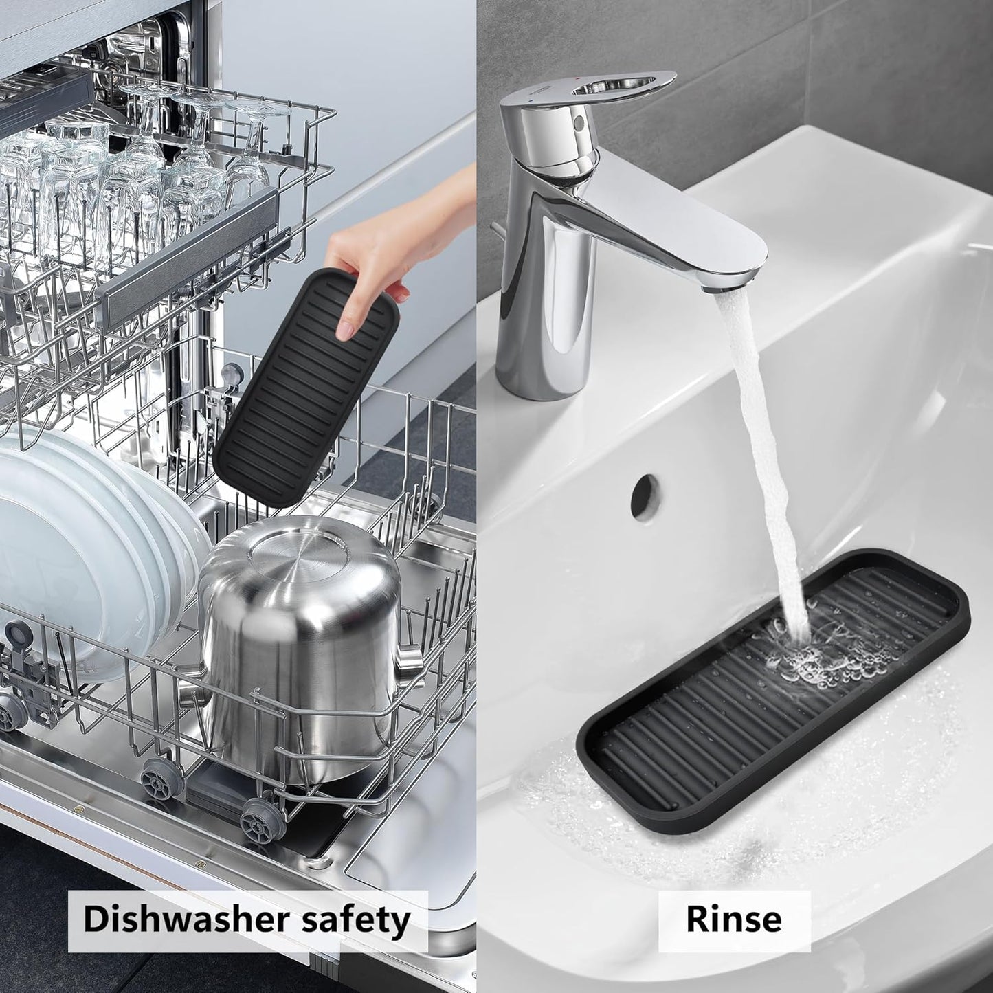 Silicone Sponge Holder Kitchen Sink Organizer Tray Dish Caddy Soap Dispenser, Scrubber Spoon Holder,Dishwashing Accessories 2 Pack (White)