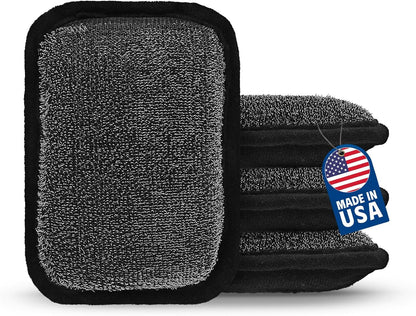 MEKER Grill Brush Bristle Free, Grill Cleaner Brush with 5 BBQ Replacement Head for Cast Iron, Stainless Steel Grates, Safe Grill Scraper Outdoor BBQ Grill, Black