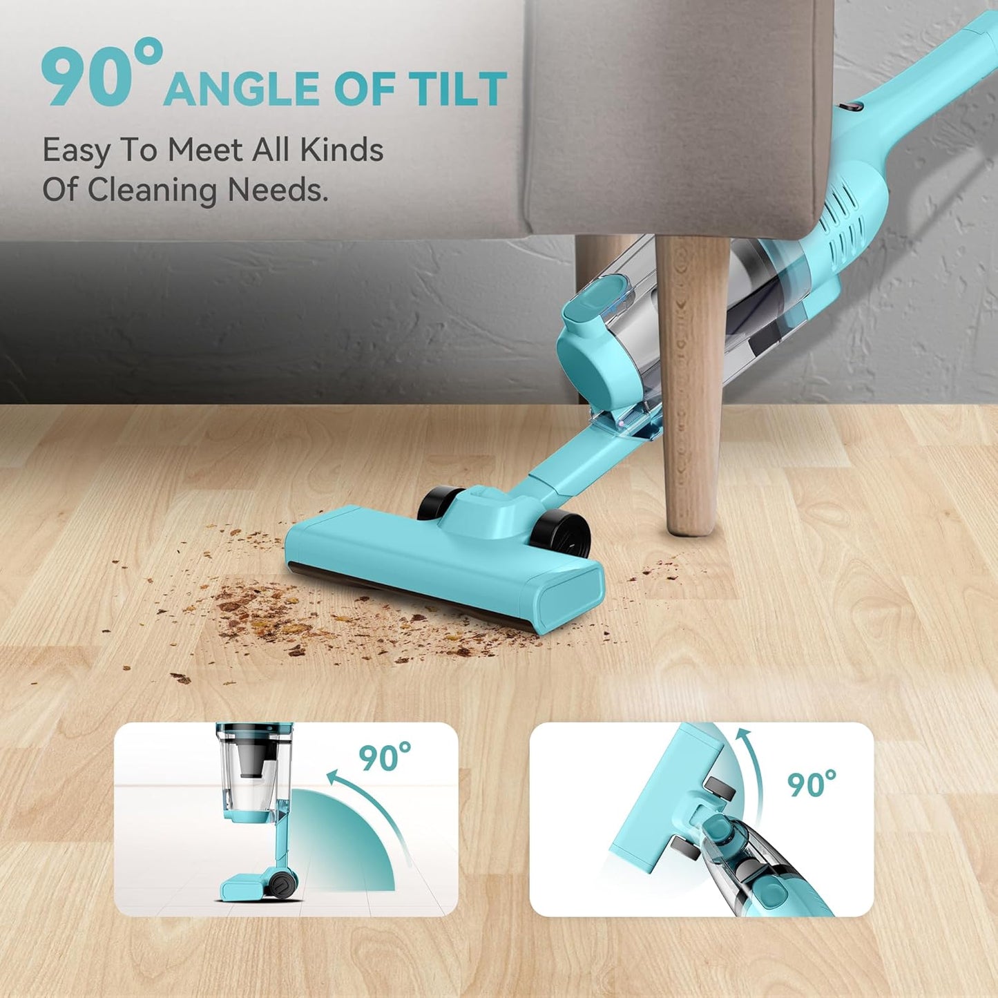 Vazone R6X Corded Stick Vacuum Cleaners for Home, 20Kpa Powerful Suction Stick Vacuum with 16Ft Cord, 2 in 1 Lightweight Vacuum Cleaner for Hardwood Floor Pet Hair