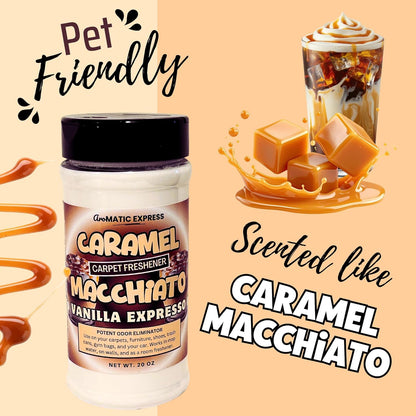 18oz Caramel Macchiato Carpet Freshener | Pet Odor Eliminating Powder | Pet Urine Odor Remover | Deodorizing Powder | Pet Friendly Fragrances