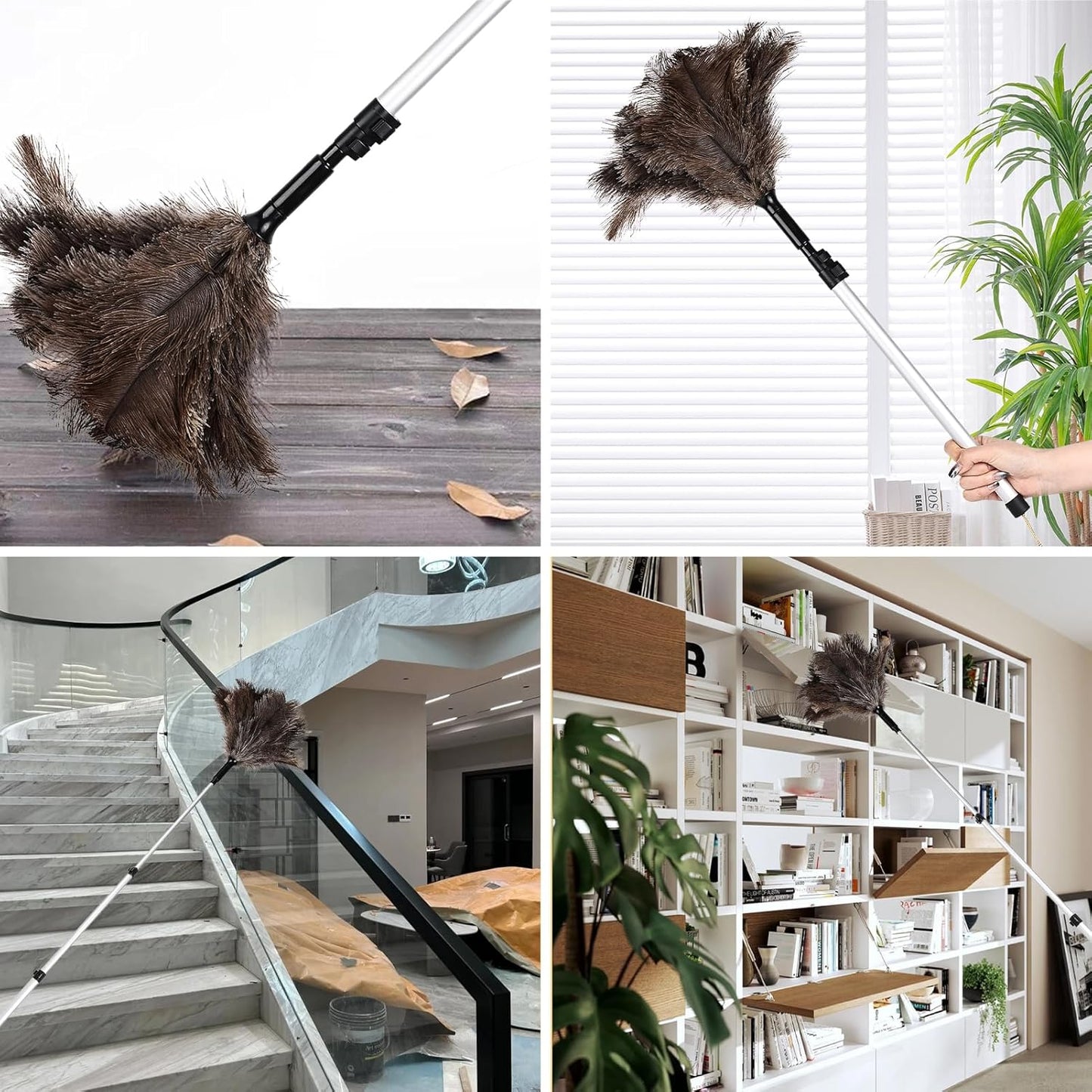 Lambswool Extendable Duster 29-110 Inch, Anti-Static Flexible Head, Stainless Steel Pole for High Ceilings, Fans, Interior & Roof Dusting.
