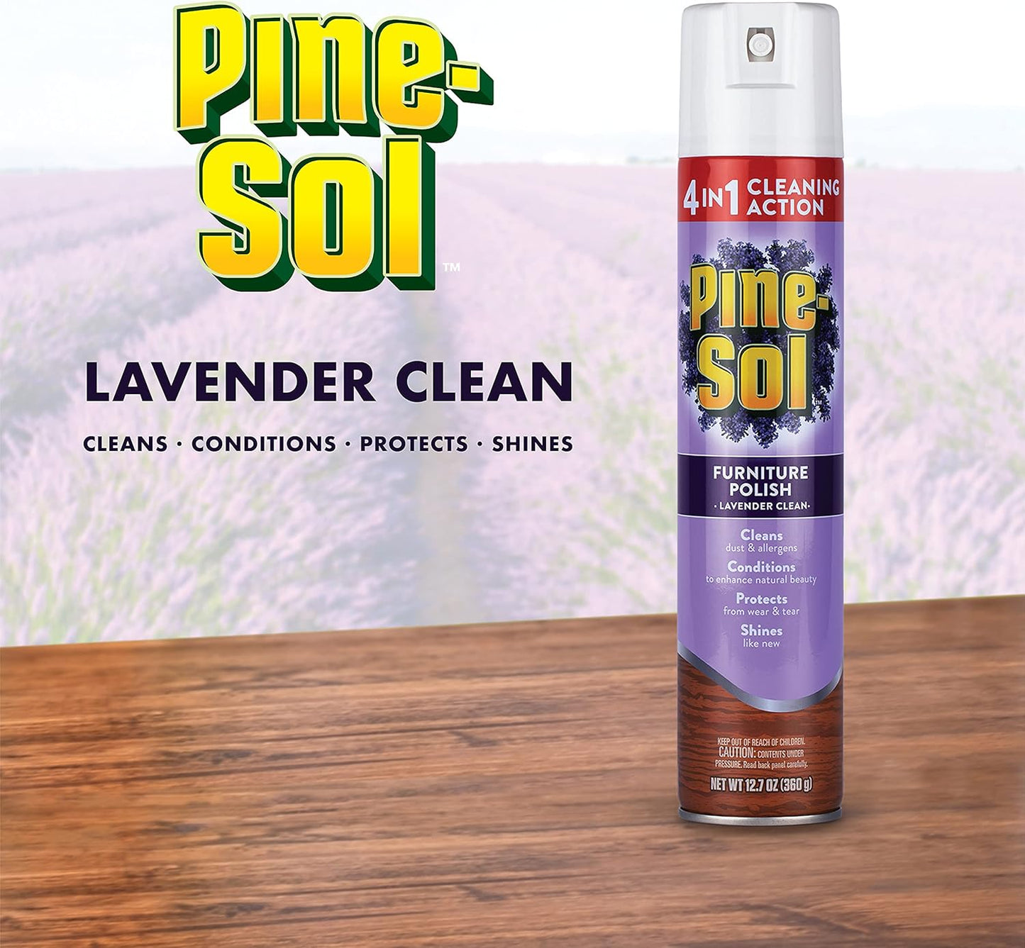 Pine-Sol Furniture, Polish 4in1 Cleaning Action Wood Polish Spray Wood Polish Spray for Your Cleans Conditions Protects and Shines Ounces Original Pine Scent, Yellow, Lemon, 12.7 Fl Oz
