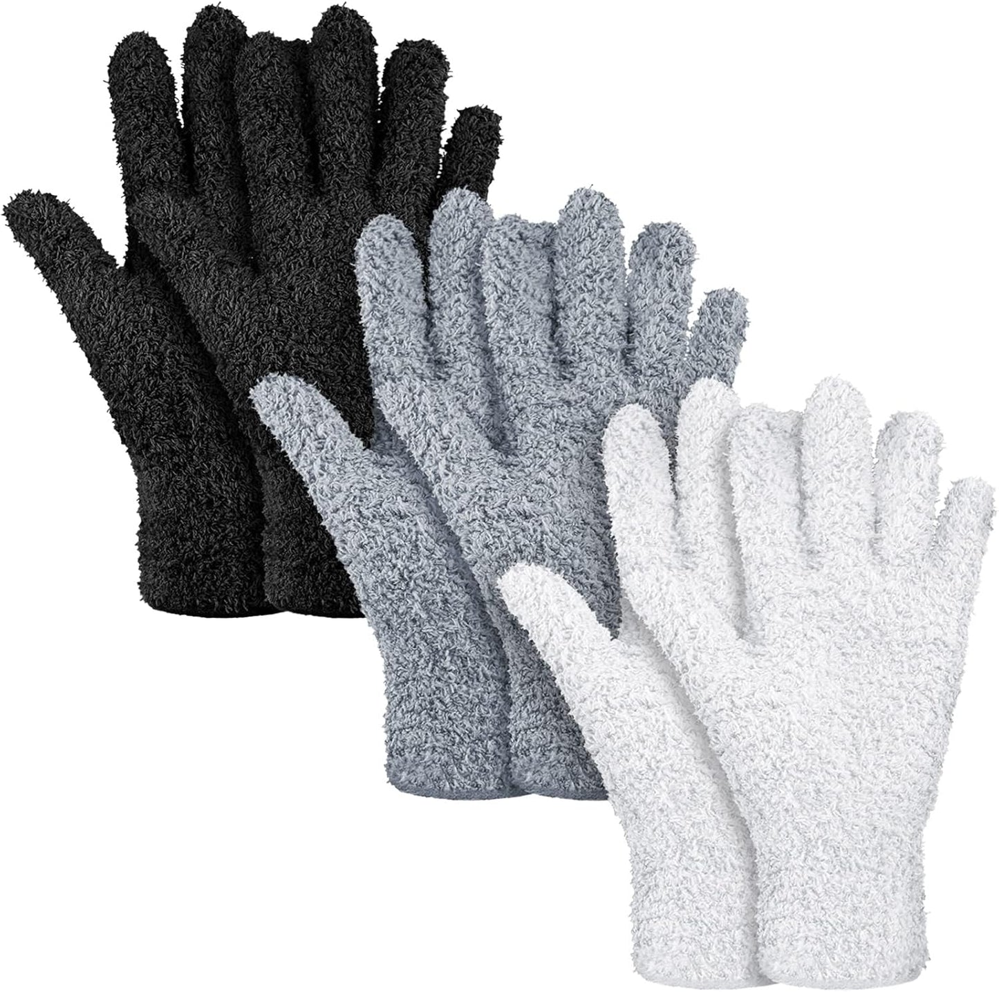 Patelai 3 Pairs Microfiber Plant Dusting Gloves Leaf Cleaning Gloves for Indoor Plants, Blinds, Furniture, House (Green Yellow,Blue,Pink,Medium)