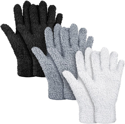 Patelai 3 Pairs Microfiber Plant Dusting Gloves Leaf Cleaning Gloves for Indoor Plants, Blinds, Furniture, House (Green Yellow,Blue,Pink,Medium)