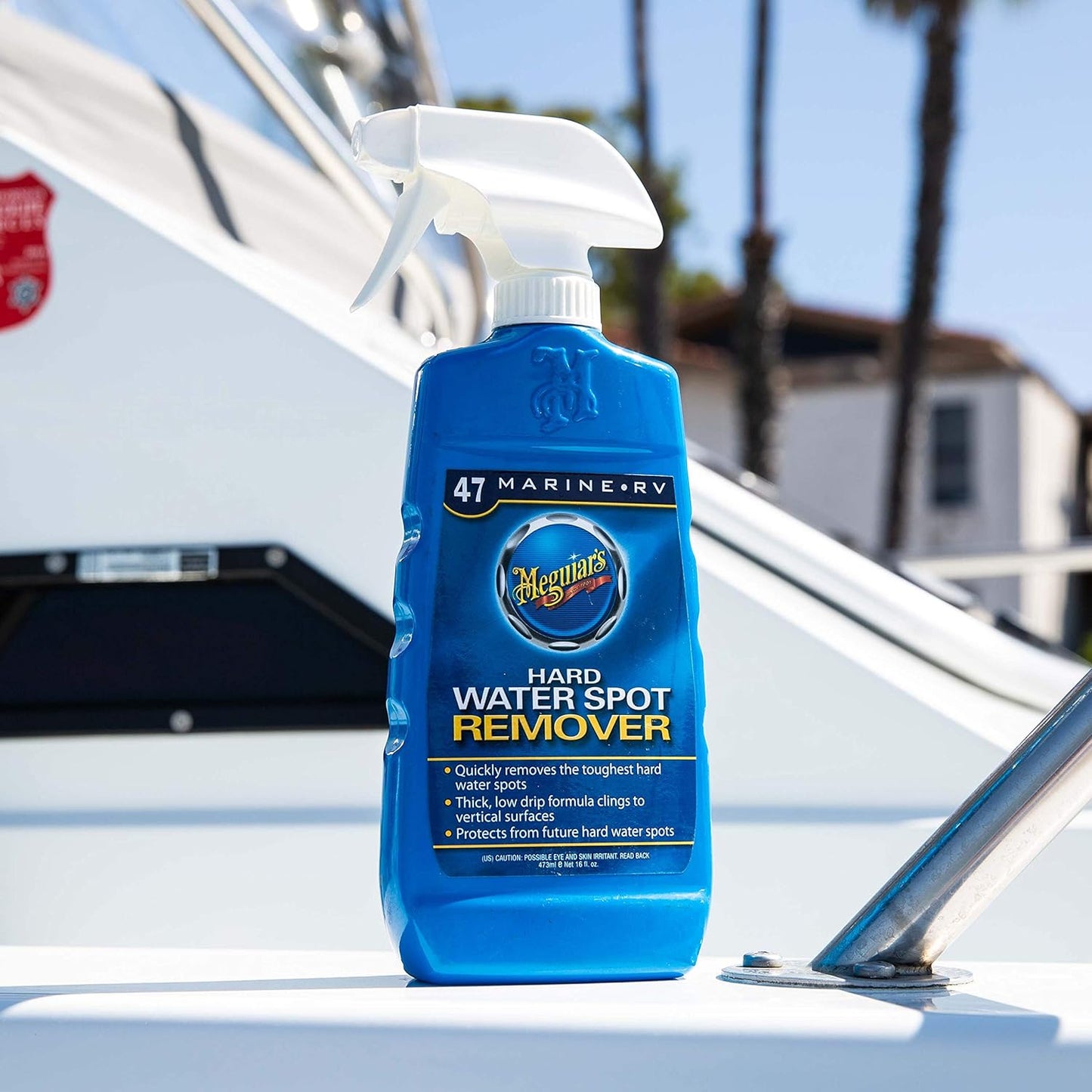 Meguiar's M4716 Marine/RV Hard Water Spot Remover - Effective Marine Hard Water Spot Remover for Boats, RVs, Removes Mineral Deposits, Ideal Boat Water Spot Remover for Marine Enthusiasts