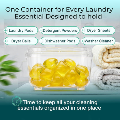 Skywin TidyFriend Laundry Pods Container with Lift Up Lid, 12.4" x 6.5" x 8.7", Airtight Storage Keeps Pods Fresh, Laundry Detergent Container & Dishwasher Pod Holder (Grey)