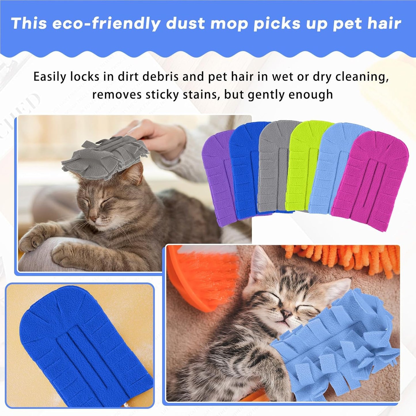 Zubebe 12 Pcs Duster Refill Reusable Fleece Duster Refills Feather Flat Dusters Multi Surface Washable Cleaning Pads Tools for Home, Blinds, Car, Pet, Furniture, Fans (Dark Color)